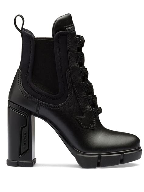 chunky black prada boots|Prada chunky heel ankle boots.